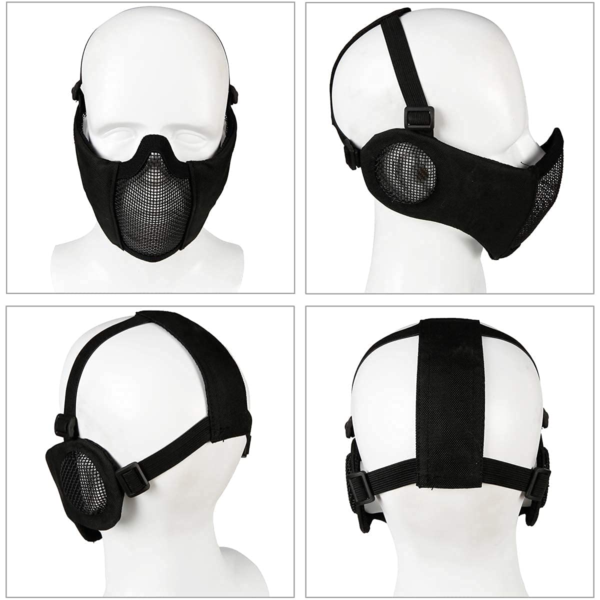 Airsoft Mesh Mask with Ear Protection and Goggles