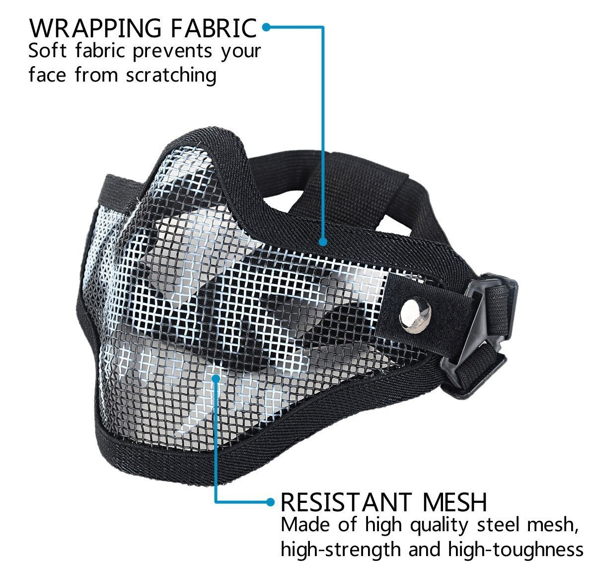 Airsoft Steel Mesh Half Face Mask with Goggles