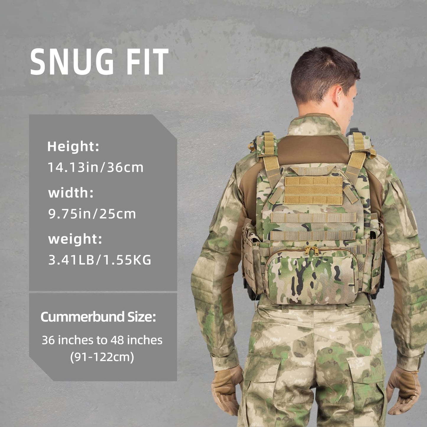 Adjustable Tactical MOLLE Vest with Quick Release—Multicam