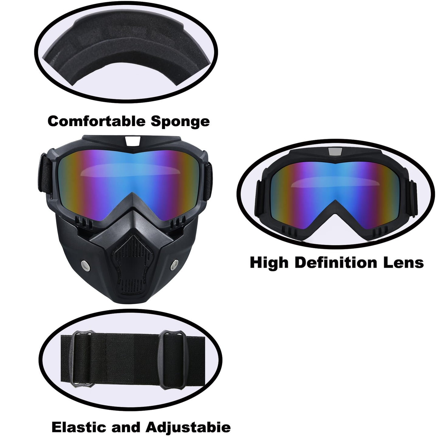 Paintball Mask Anti Fog, Full Face Tactical Mask Goggles Detachable for Motorcycle Cycling Skiing Halloween CS Game Cosplay (Colorful)