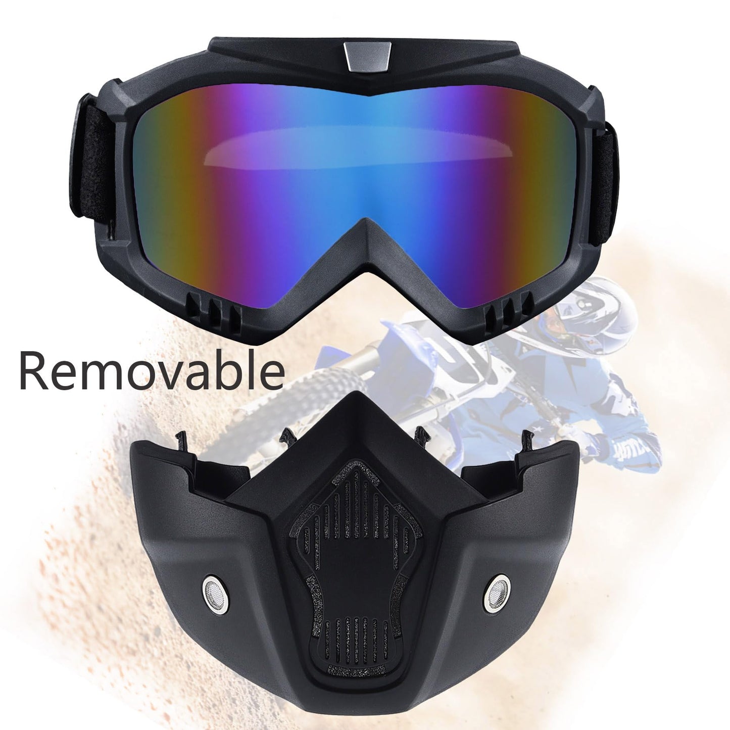 Paintball Mask Anti Fog, Full Face Tactical Mask Goggles Detachable for Motorcycle Cycling Skiing Halloween CS Game Cosplay (Colorful)