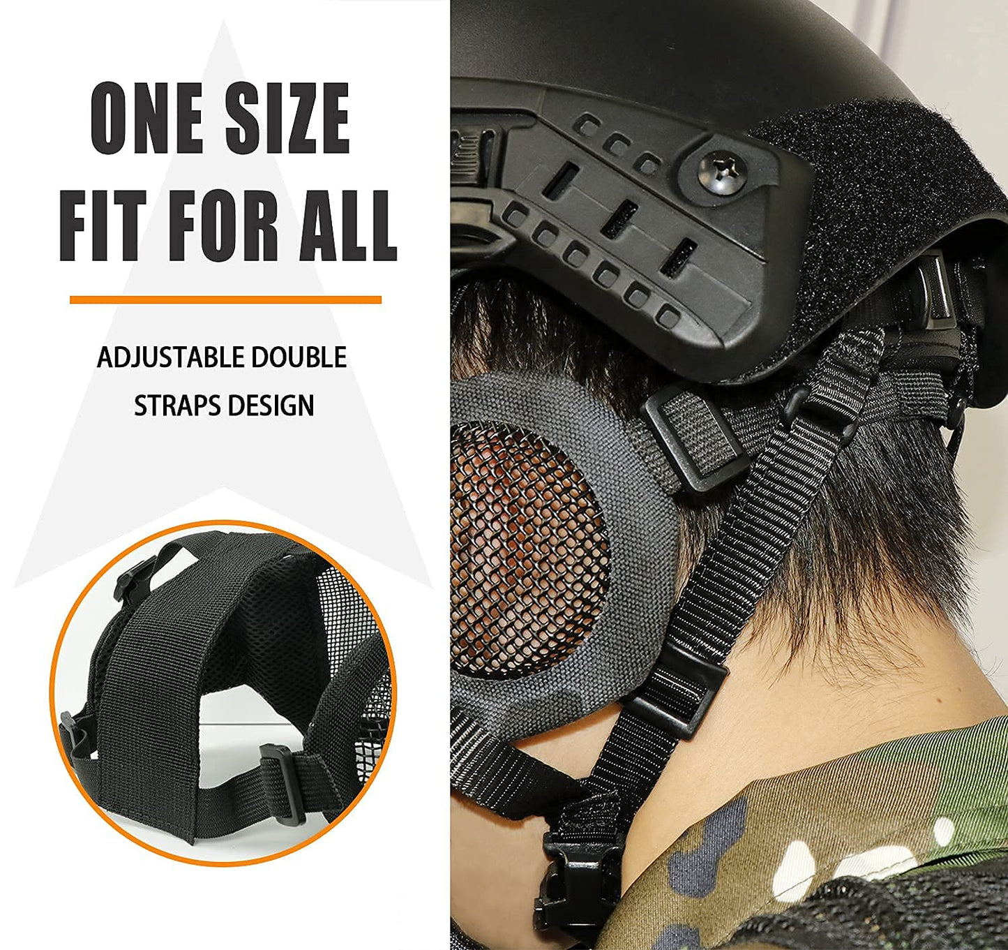 Airsoft Mesh Mask with Ear Protection and Goggles