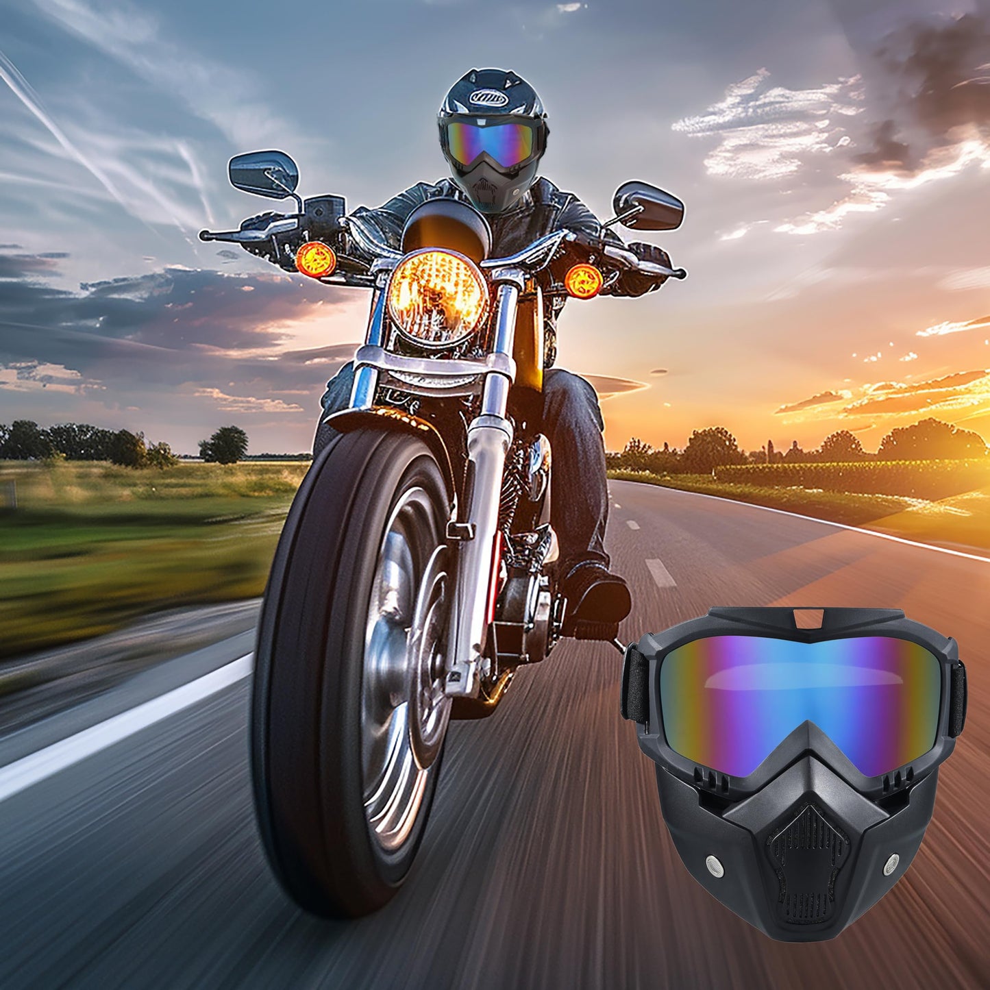 Paintball Mask Anti Fog, Full Face Tactical Mask Goggles Detachable for Motorcycle Cycling Skiing Halloween CS Game Cosplay (Colorful)