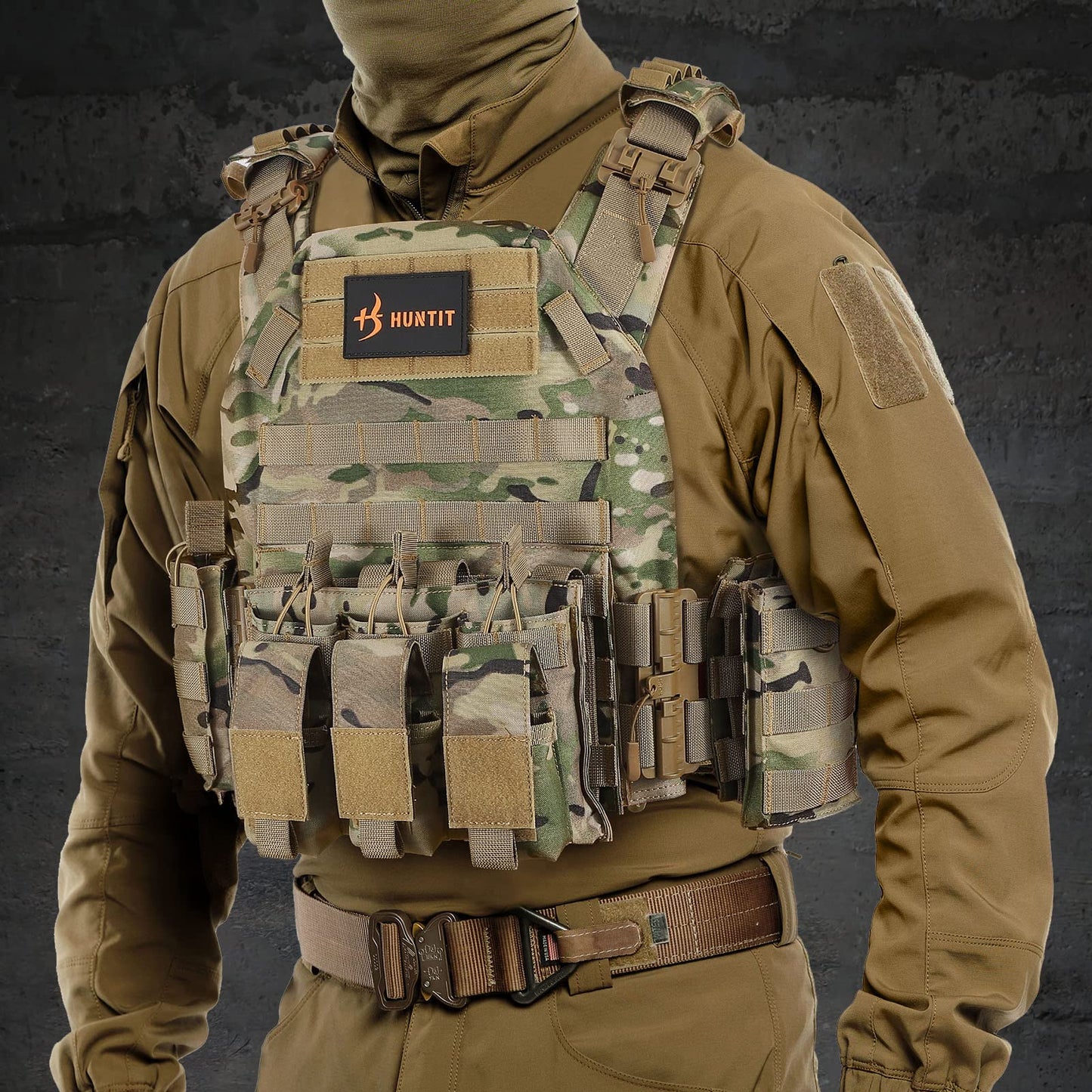 Adjustable Tactical MOLLE Vest with Quick Release—Multicam