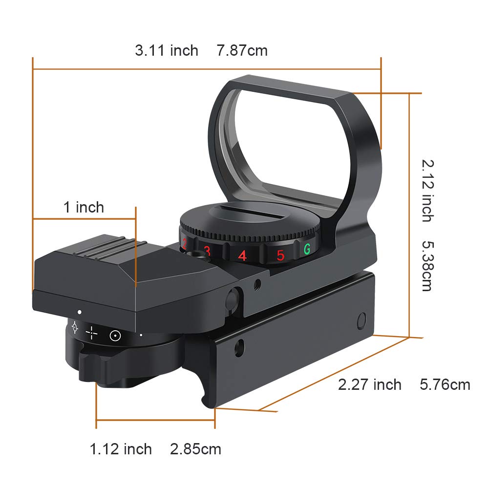 Reflex Sight with Adjustable Red and Green Reticles (4 Styles)
