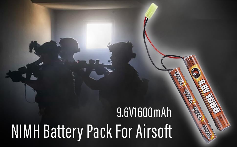 9.6V 1600mAh Rechargeable Battery Pack and Charger for Airsoft AEGs