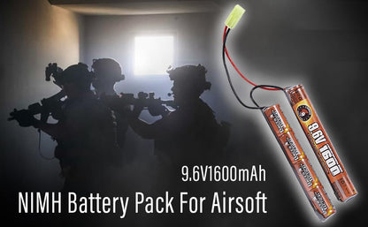 9.6V 1600mAh Rechargeable Battery Pack and Charger for Airsoft AEGs