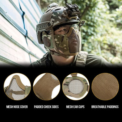 Foldable Half Face Mesh Mask with Ear Protection (Multicam)