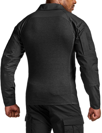 Men's Black Tactical Combat Shirt with 1/4 Zip