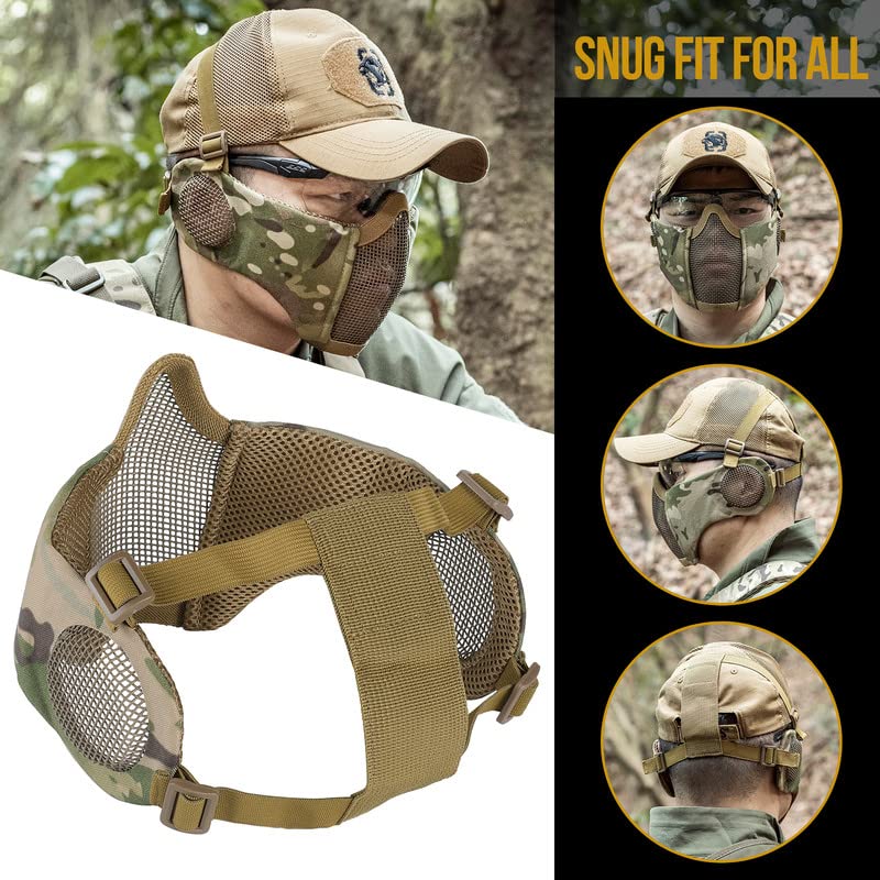 Foldable Half Face Mesh Mask with Ear Protection (Multicam)