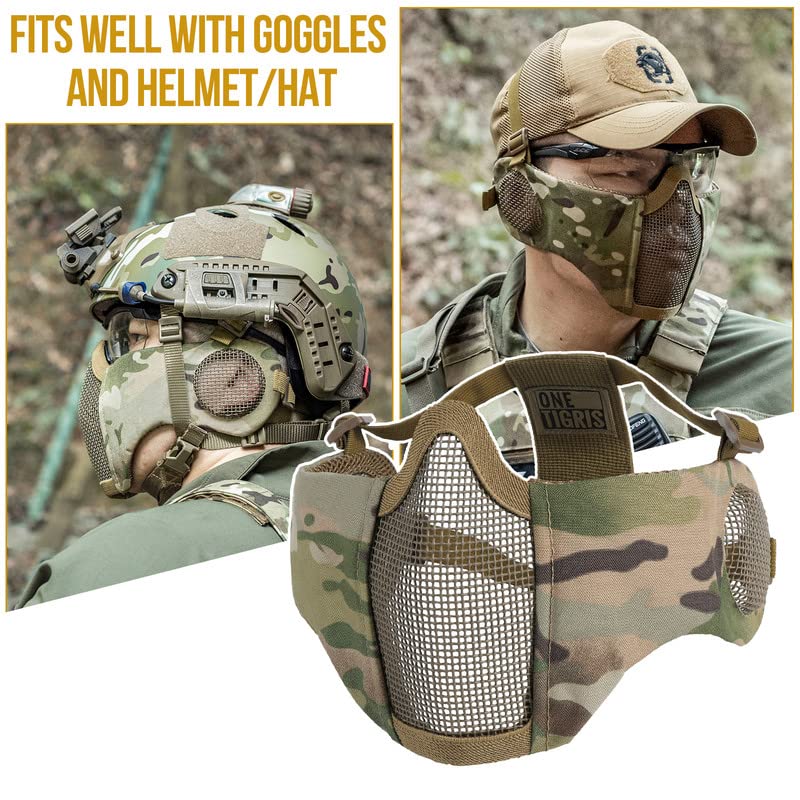 Foldable Half Face Mesh Mask with Ear Protection (Multicam)