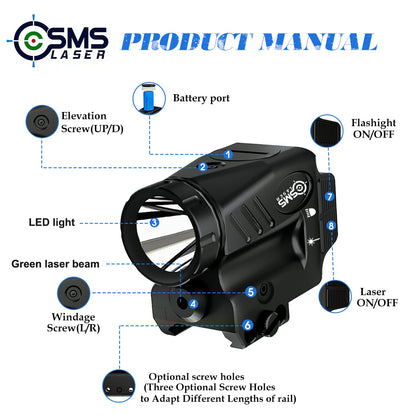 500 Lumen Tactical Pistol Light and Green Laser Combo with Picatinny Mount