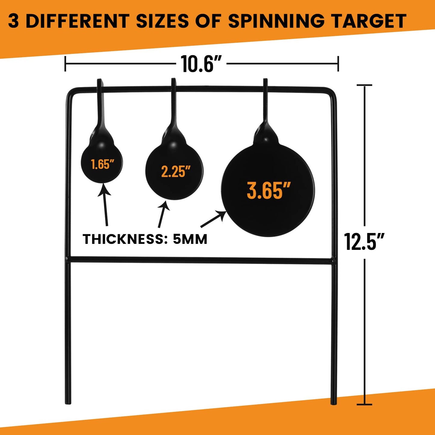 Triple Gong Spinner Target for .22 Rifles and Handguns