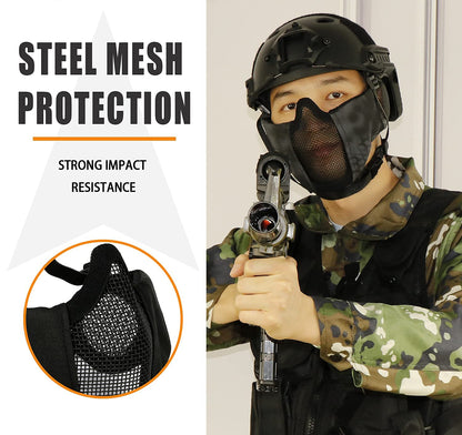 Airsoft Mesh Mask with Ear Protection and Goggles