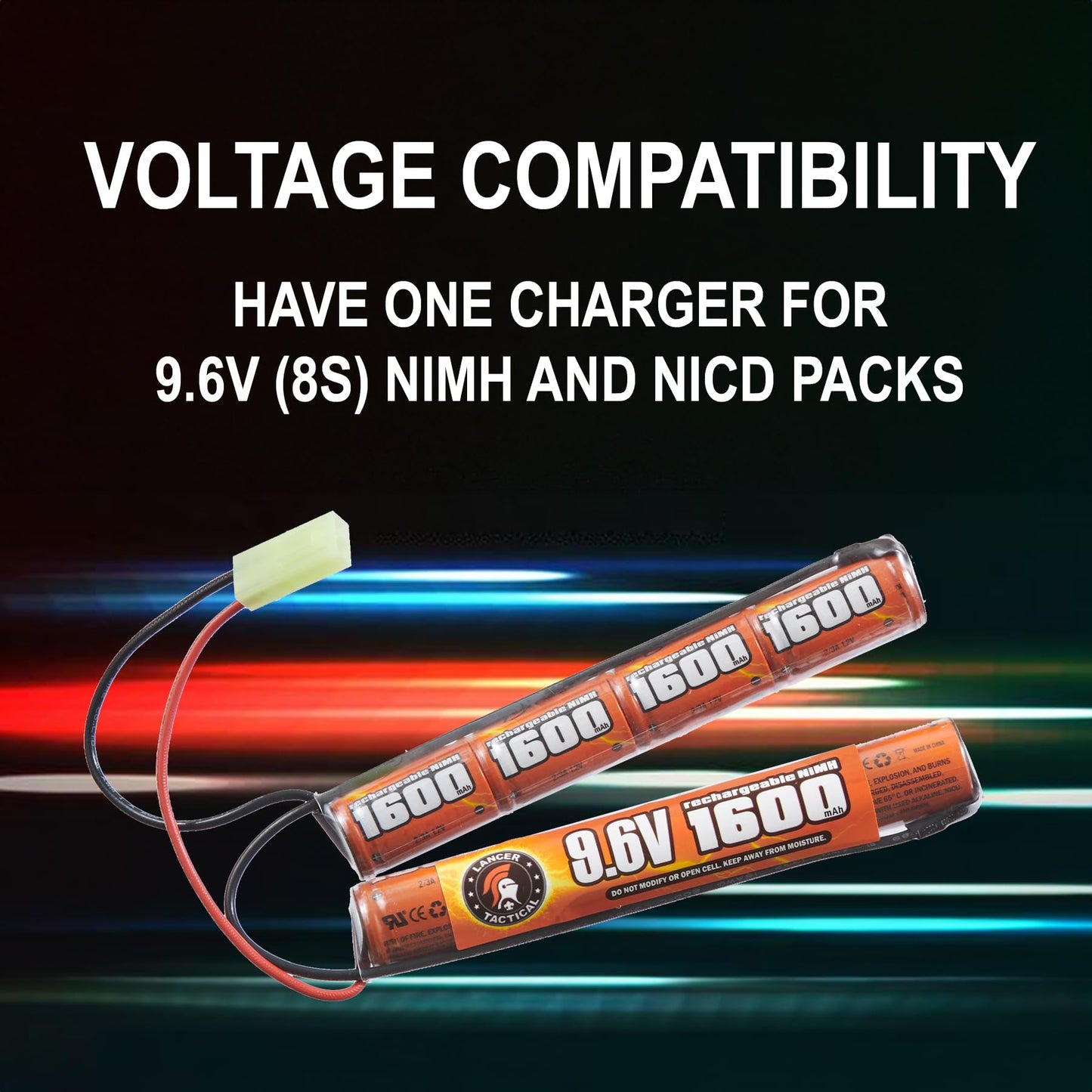 9.6V 1600mAh Rechargeable Battery Pack and Charger for Airsoft AEGs