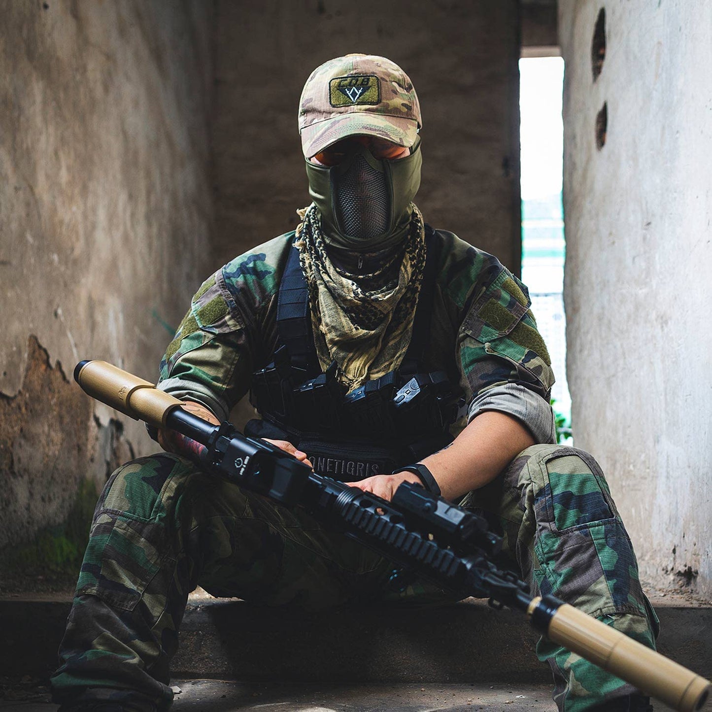 Tactical Mesh Balaclava with Full Face Protection (Olive)