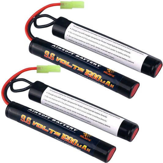 9.6V 1600mAh Nunchuck NiMH Battery Pack for Airsoft Guns (2-Pack)