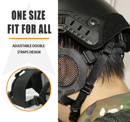 Airsoft Mesh Mask with Ear Protection and Goggles