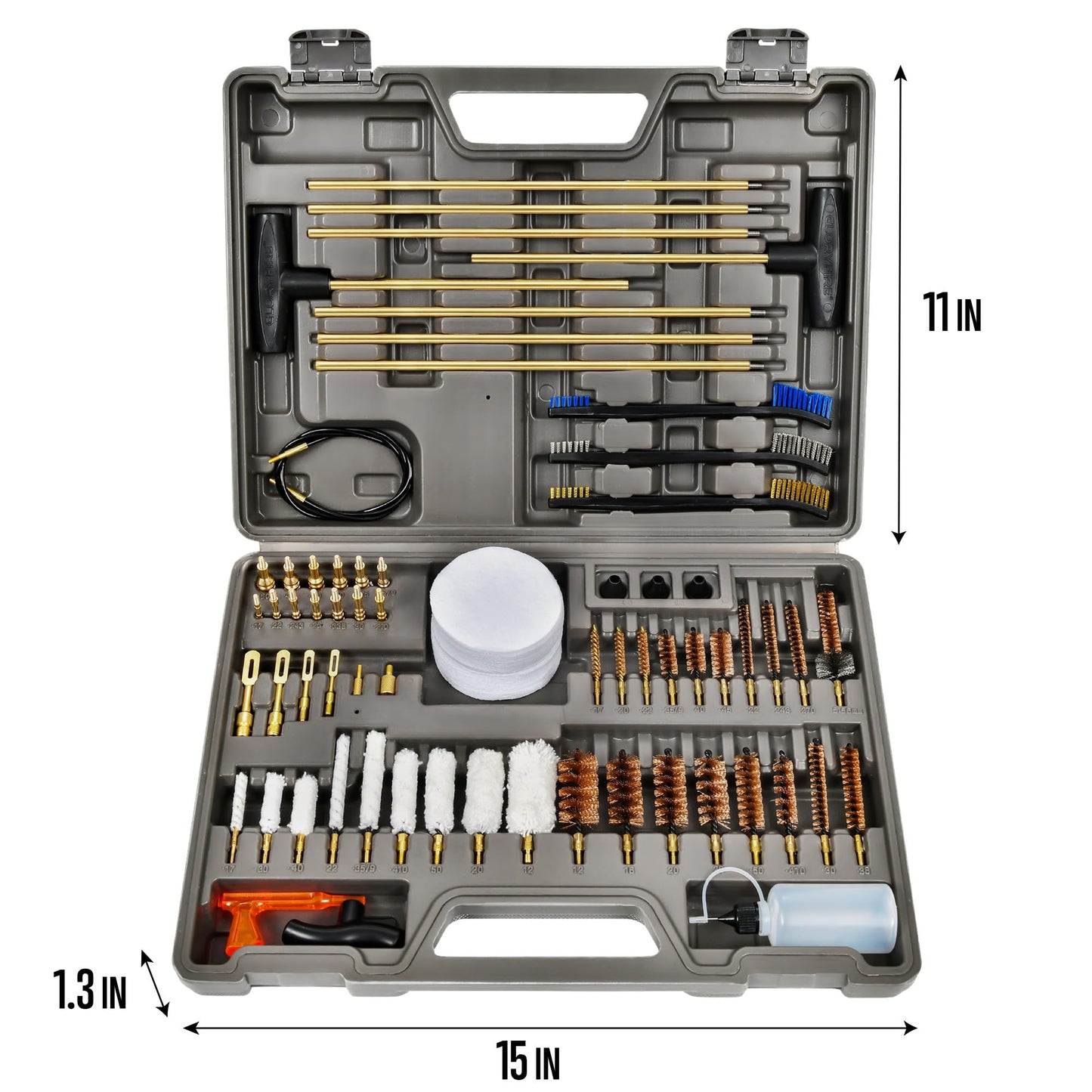 Universal Gun Cleaning Kit with Brass Brushes and Reinforced Rods