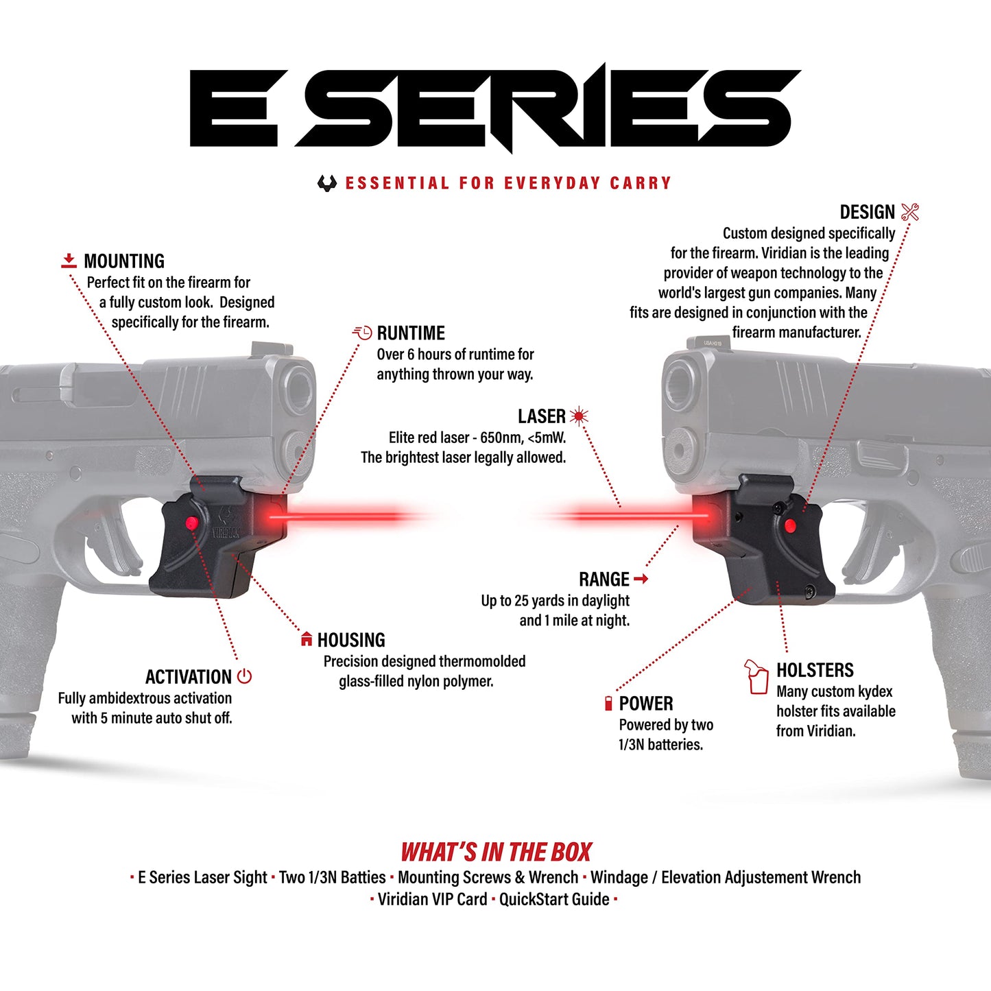 E Series Red Laser Sight, LCP MAX, 5mW Output, Class 3R
