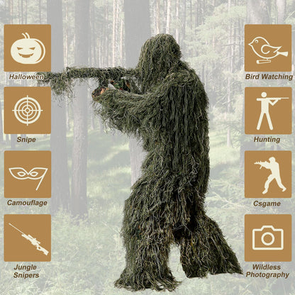 5-in-1 Ghillie Suit Camo Hunting Outfit for Men and Youth