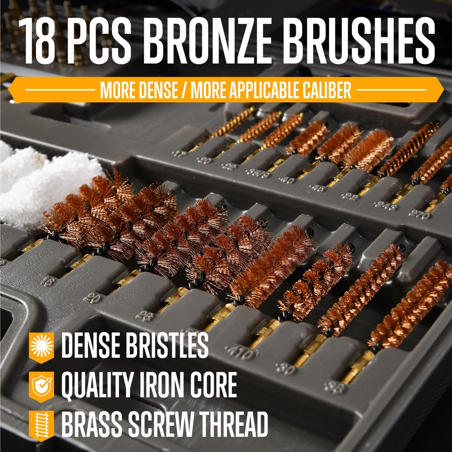 Universal Gun Cleaning Kit with Brass Brushes and Reinforced Rods