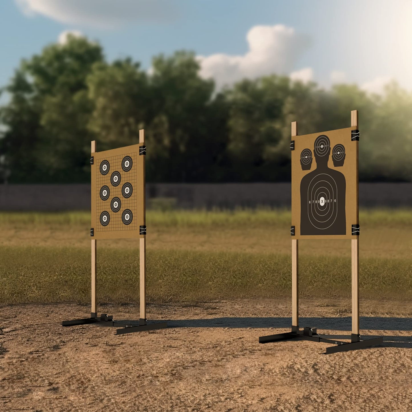 Outdoor Shooting Target Stand with Adjustable Base (2 Pack)